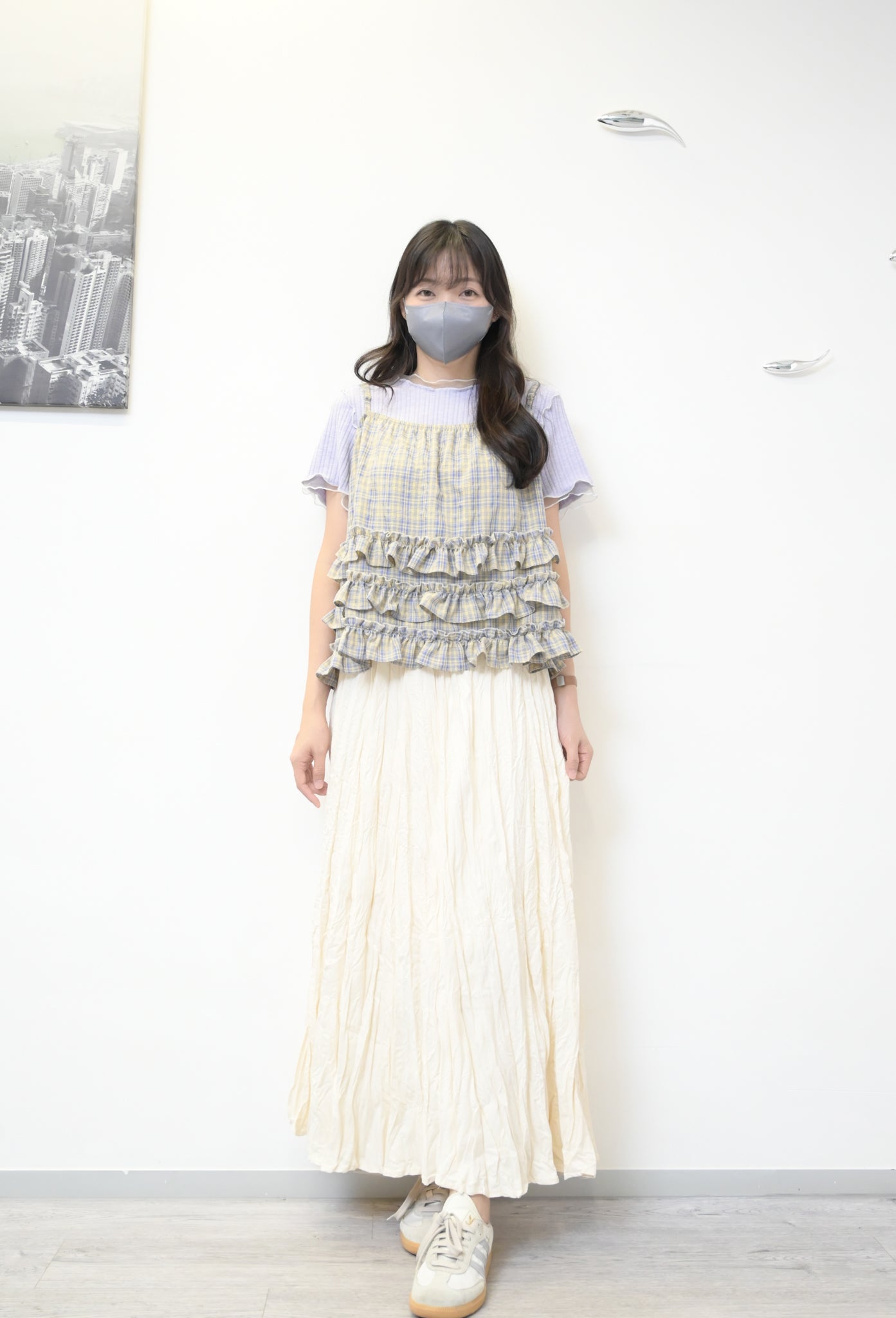 初秋～壓褶皺皺免熨半身裙連Belt 2色入 S60833