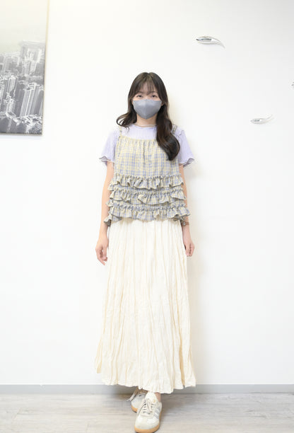 初秋～壓褶皺皺免熨半身裙連Belt 2色入 S60833