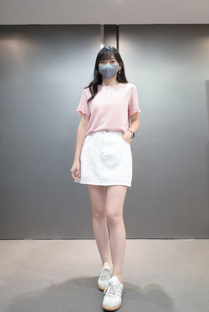 薄又彈～糖果色混染捲邊上衣 3色入 S10839