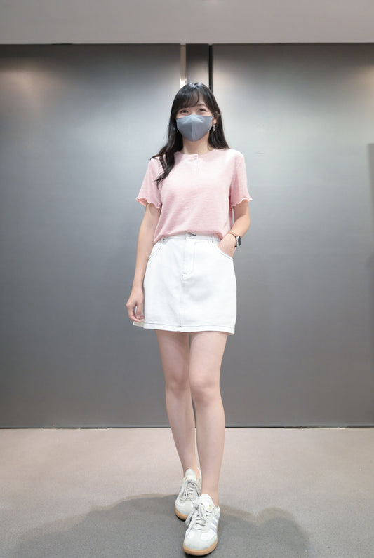 薄又彈～糖果色混染捲邊上衣 3色入 S10839