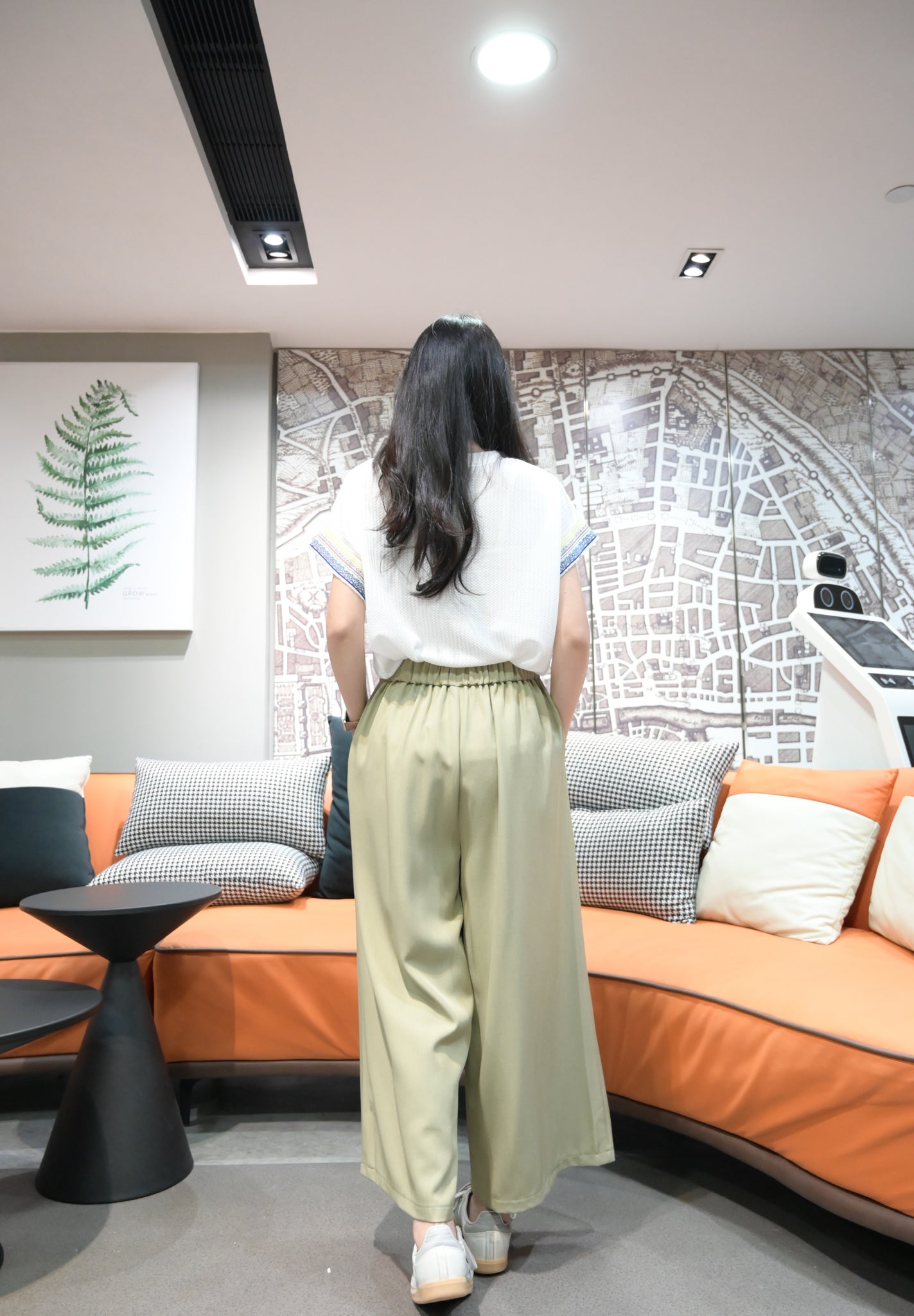 拼袖邊前短後長上衣 S20904