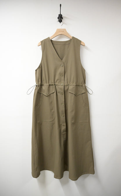 初秋・挺身靚料束腰背心裙 2色入1W61007
