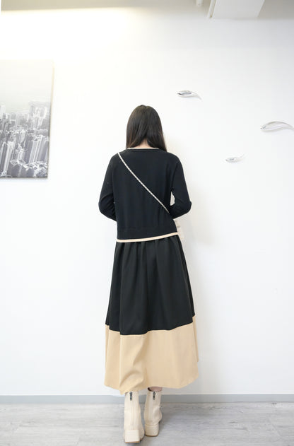 拼色柔軟針織連身裙 2色入 1W61119