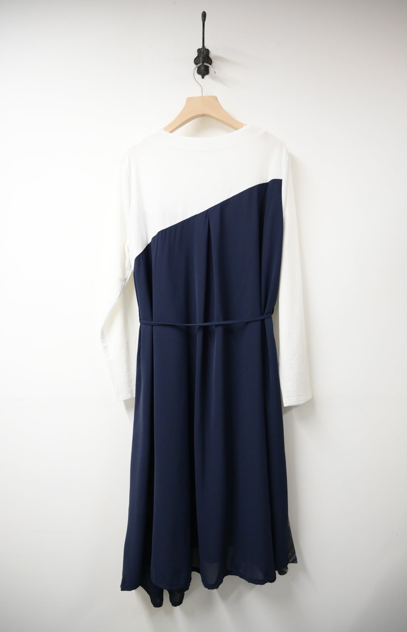 初秋・雪紡拼布連身裙 2色入 1W21011