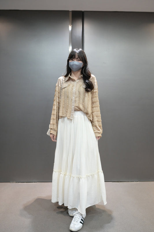 初秋・立體柔軟lace拼布襯衫 3色入 1W61015