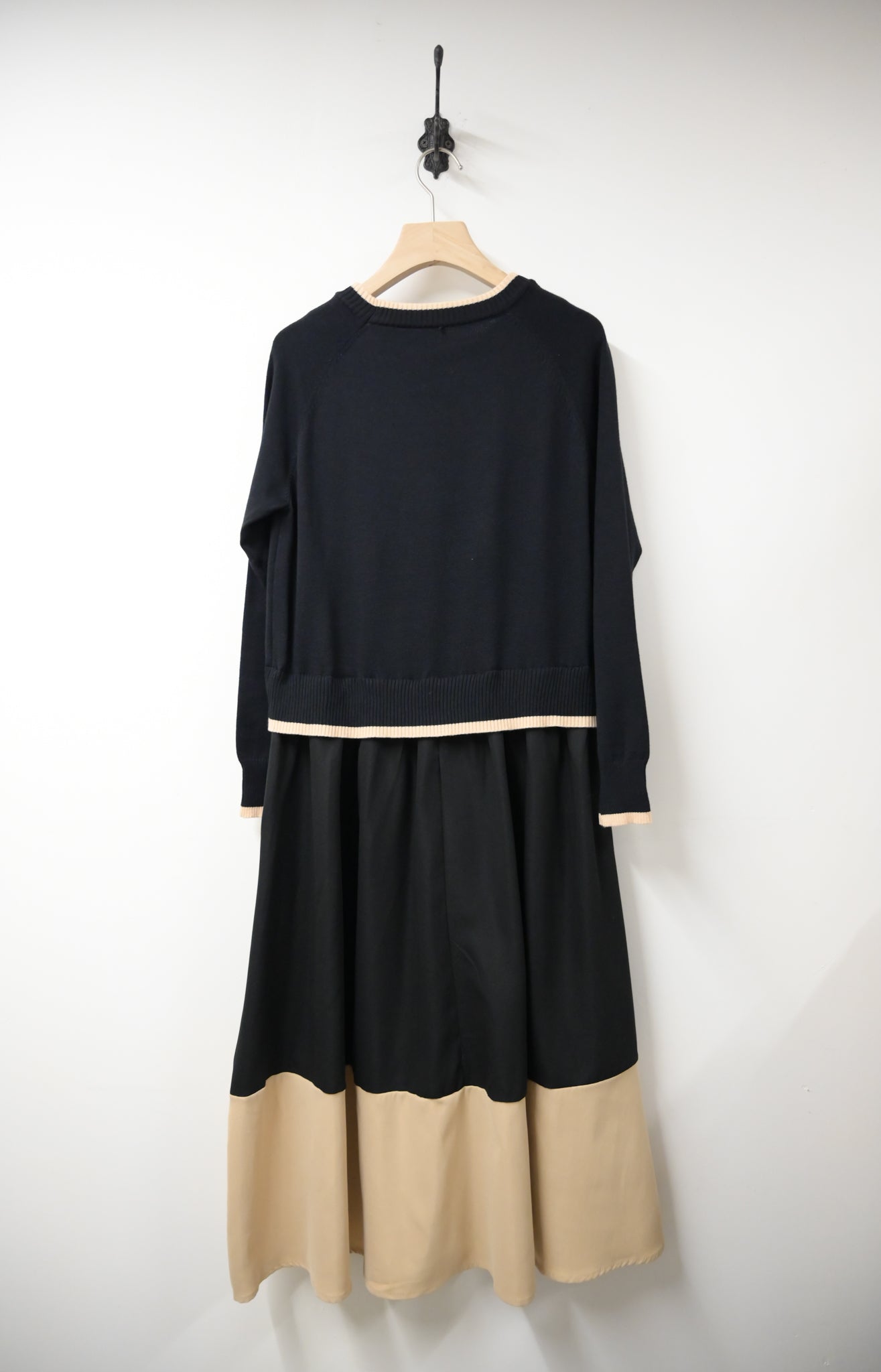 拼色柔軟針織連身裙 2色入 1W61119