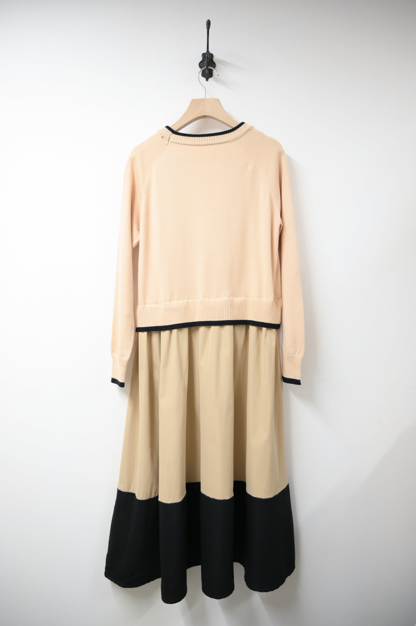 拼色柔軟針織連身裙 2色入 1W61119