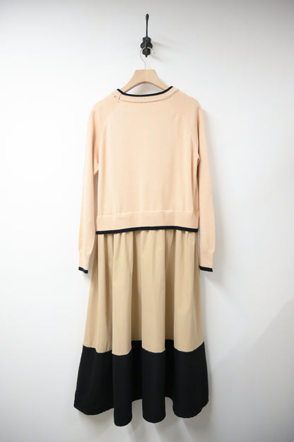 拼色柔軟針織連身裙 2色入 1W61119