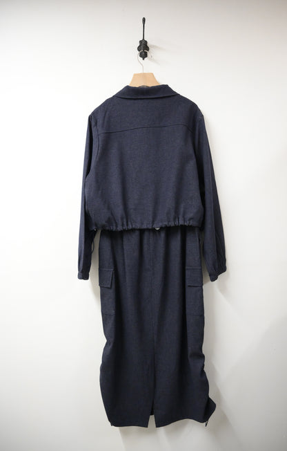 秋冬・高質量滑料外套配半身裙SET 2色入 1W61020