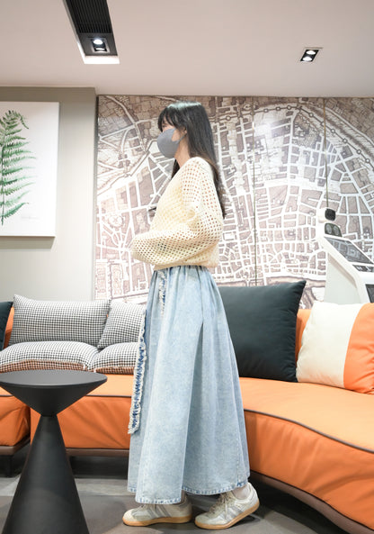 初秋・立體Ruffles洗水牛仔半身裙 2色入 1W61023