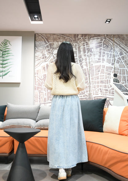 初秋・立體Ruffles洗水牛仔半身裙 2色入 1W61023