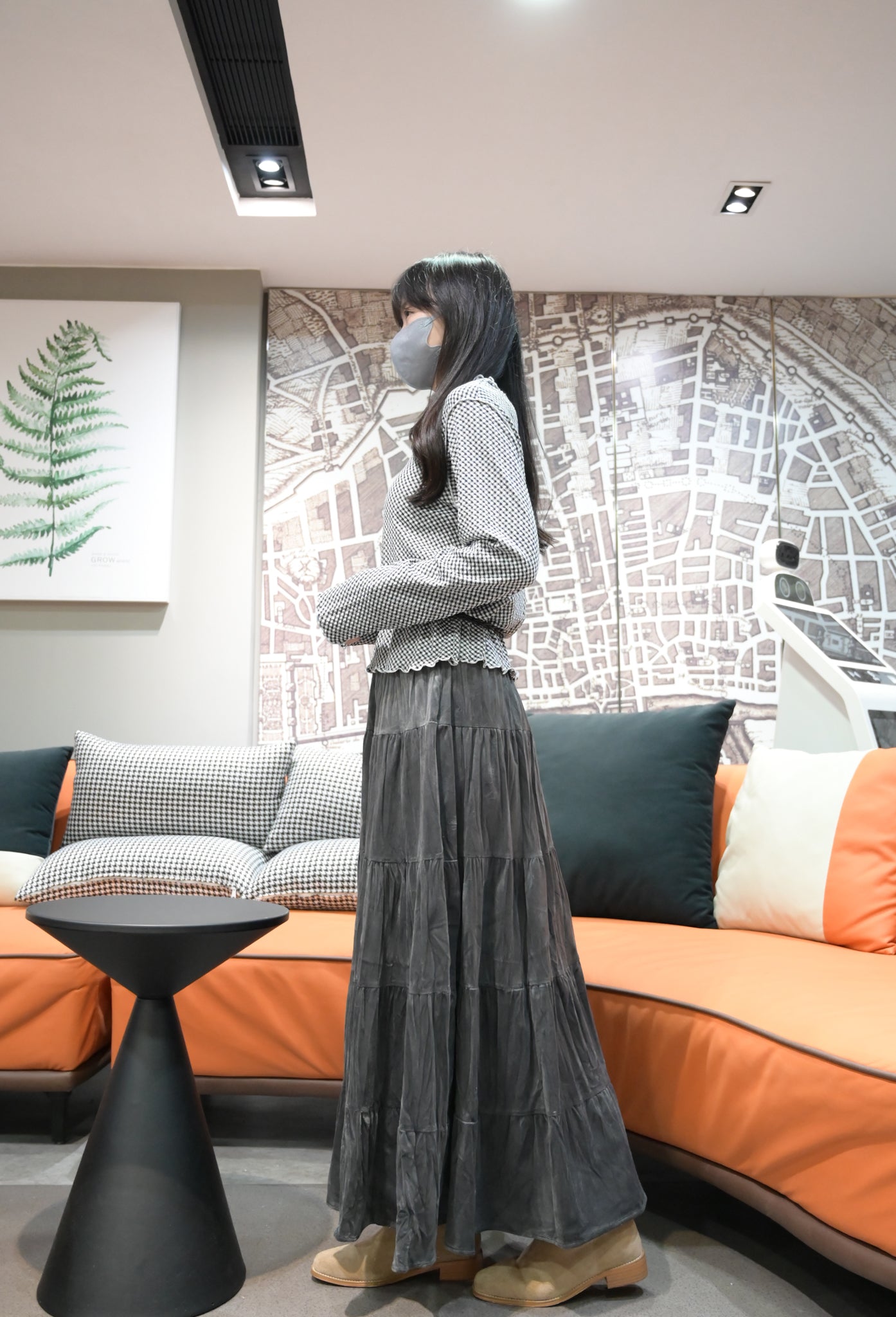 秋冬・超滑親膚絲絨裙連Belt 2色入 1W61024