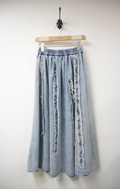 初秋・立體Ruffles洗水牛仔半身裙 2色入 1W61023