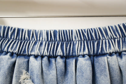 初秋・立體Ruffles洗水牛仔半身裙 2色入 1W61023