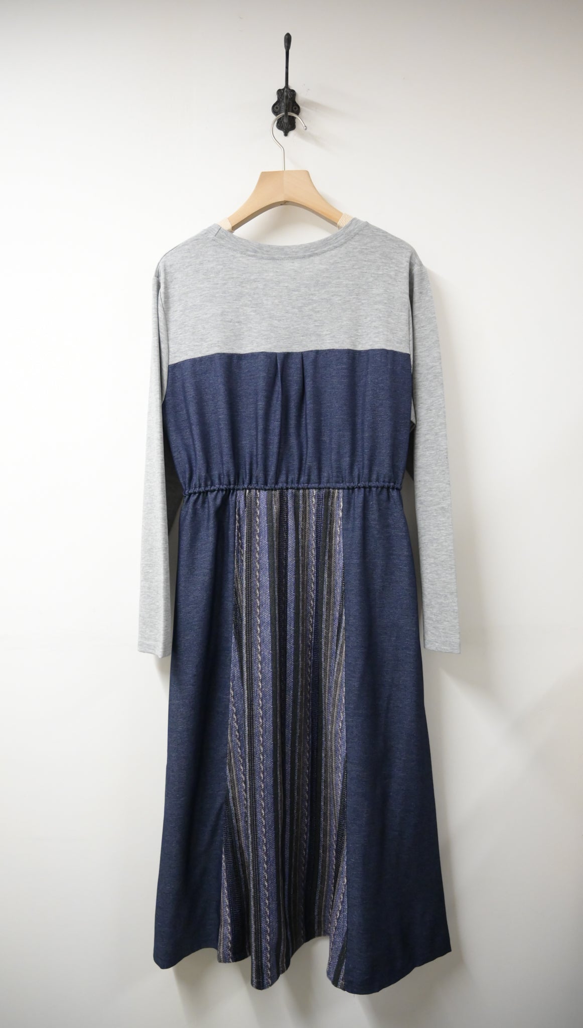 初秋・束腰拼布修腰連身裙 2色入 1W21025