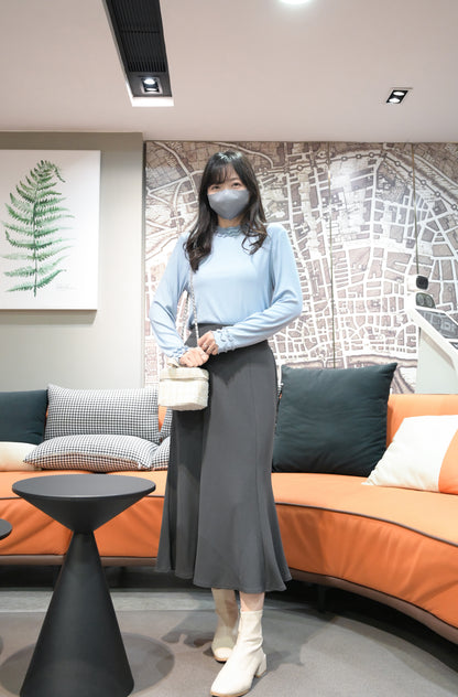 秋冬・三層Ruffles棉花感超彈上衣 5色入 1W11029