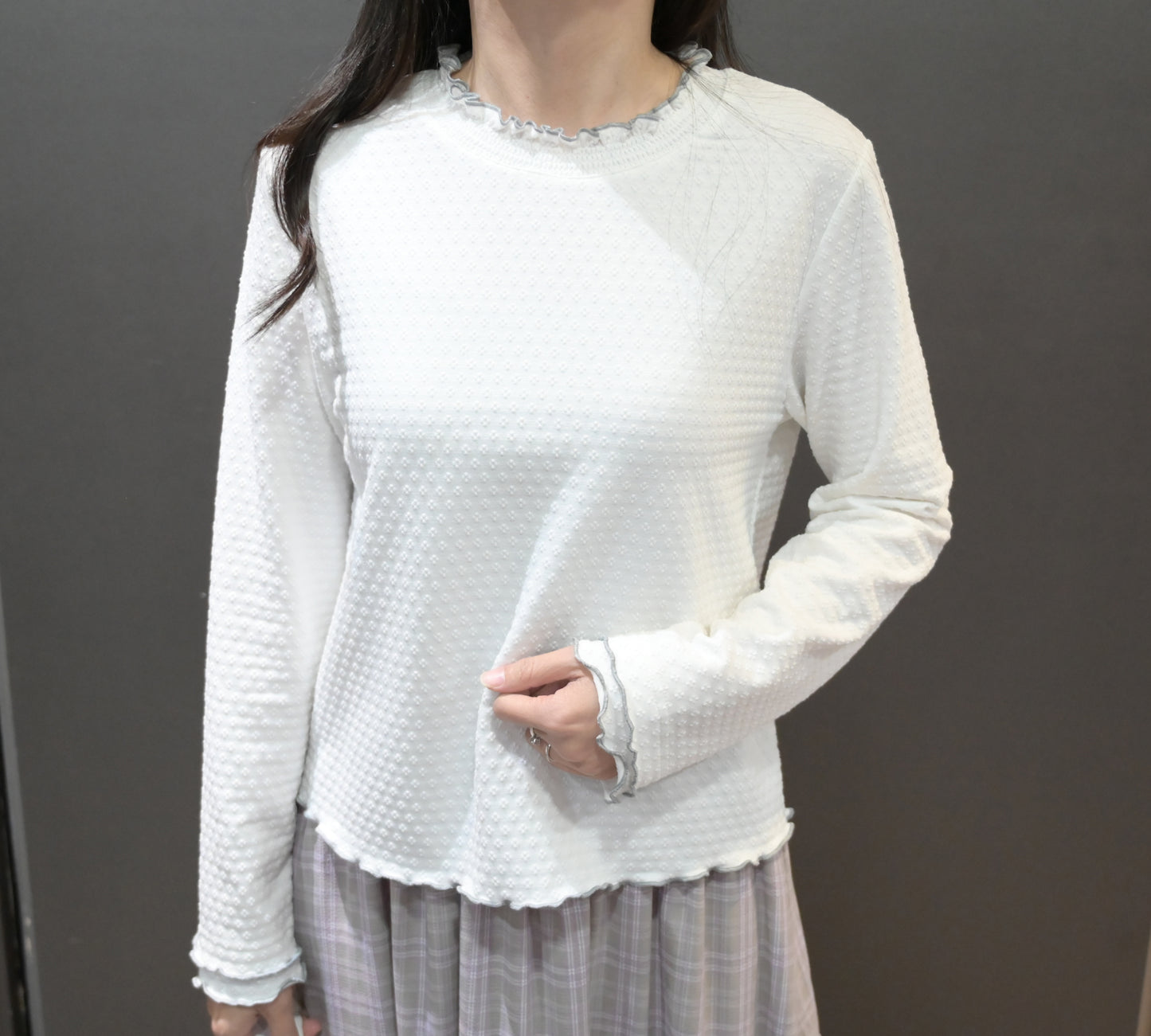 秋冬・暗紋花仔半領上衣 3色入 1W11030