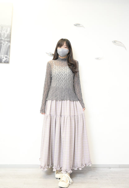 初秋・半領透視Lace上衣 4色入 1W11031