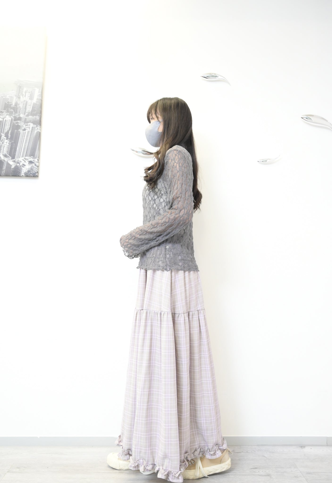 初秋・半領透視Lace上衣 4色入 1W11031