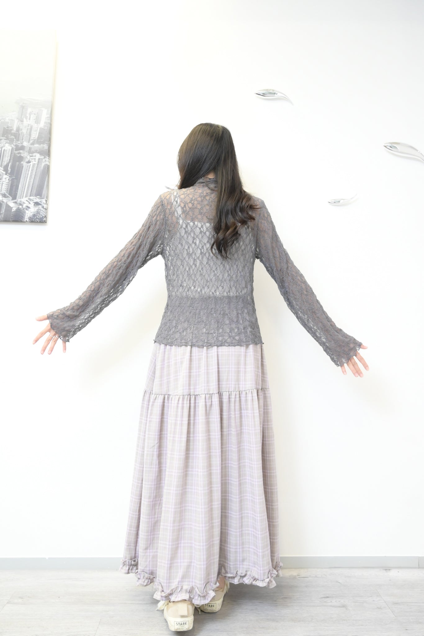 初秋・半領透視Lace上衣 4色入 1W11031