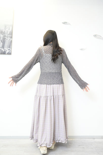 初秋・半領透視Lace上衣 4色入 1W11031