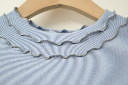 秋冬・三層Ruffles棉花感超彈上衣 5色入 1W11029