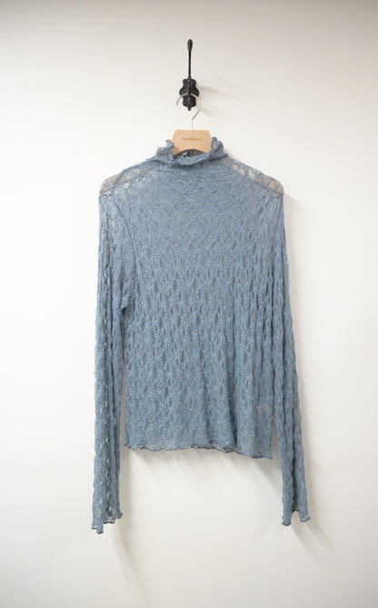 初秋・半領透視Lace上衣 4色入 1W11031