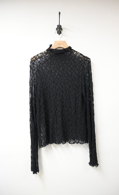 初秋・半領透視Lace上衣 4色入 1W11031