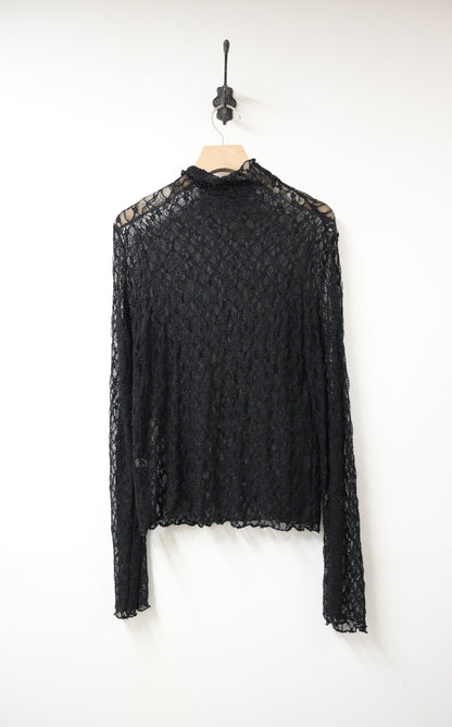 初秋・半領透視Lace上衣 4色入 1W11031