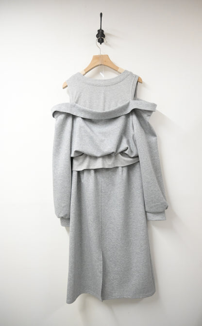 秋冬・太空棉露肩衛衣配半身裙SET 2 色入 1W61032