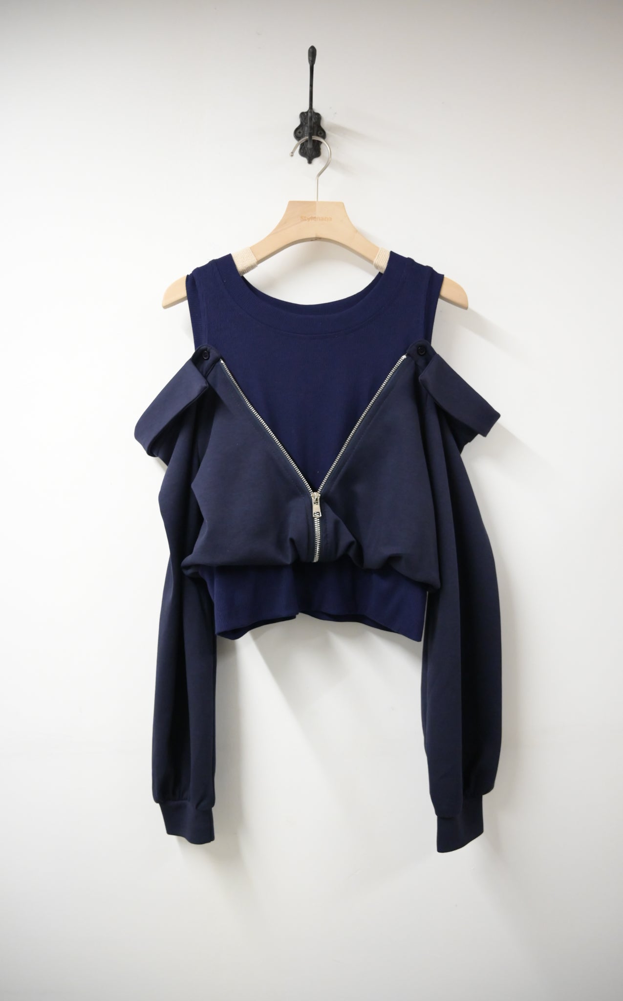 秋冬・太空棉露肩衛衣配半身裙SET 2 色入 1W61032