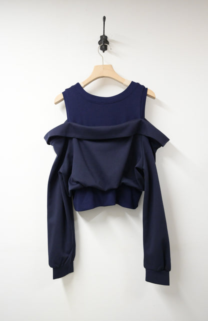 秋冬・太空棉露肩衛衣配半身裙SET 2 色入 1W61032