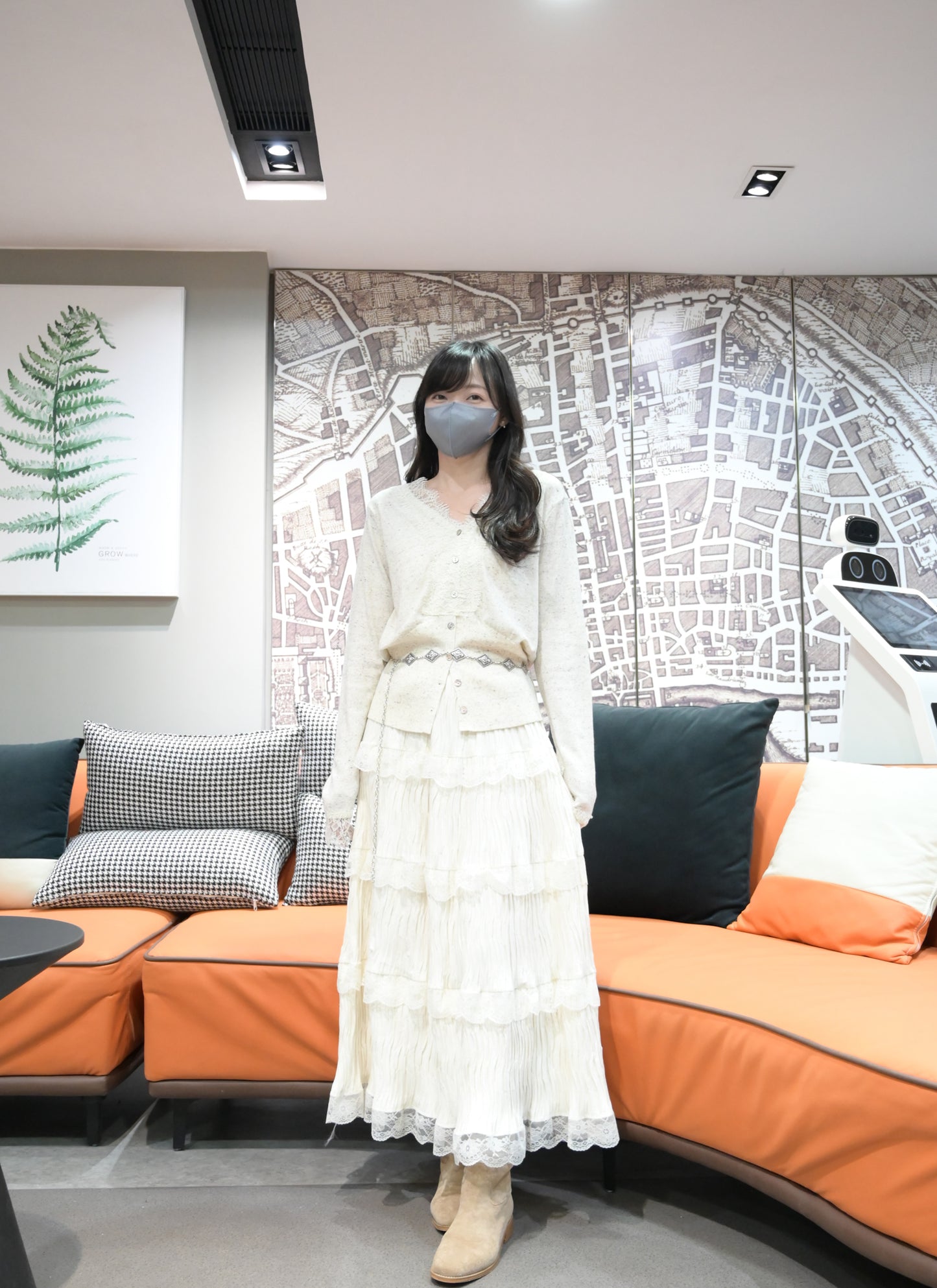 初秋・超親膚蕾絲拼柔軟混色針織外套 2色入 1W61036