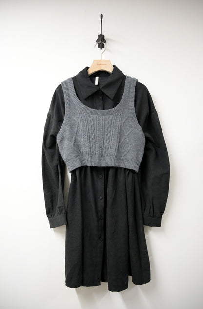 初秋．薄絨配線冷背心套裝 3色入1W60930