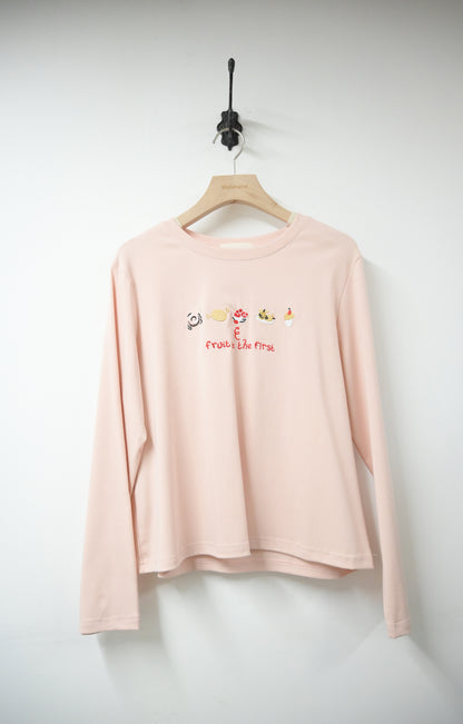 初秋・刺繡冬甩🍩甜品純棉薄長袖 4色入 1W51034