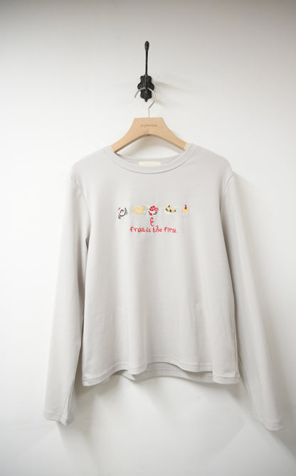 初秋・刺繡冬甩🍩甜品純棉薄長袖 4色入 1W51034