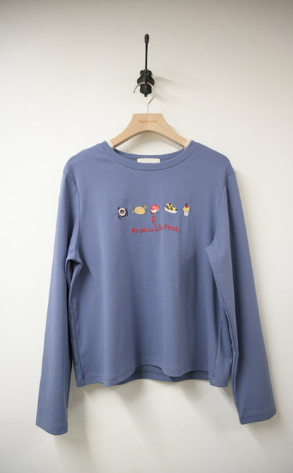 初秋・刺繡冬甩🍩甜品純棉薄長袖 4色入 1W51034