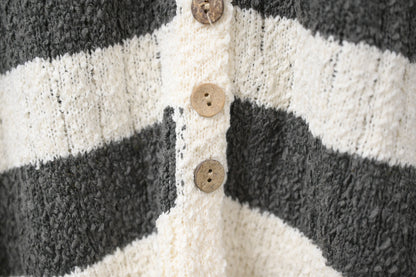 初秋・親膚橫間木鈕仔線衫外套 2色入 1W61035