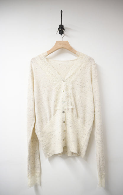 初秋・超親膚蕾絲拼柔軟混色針織外套 2色入 1W61036