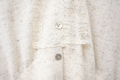 初秋・超親膚蕾絲拼柔軟混色針織外套 2色入 1W61036