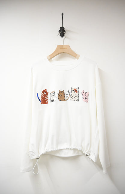 初秋・刺繡冬甩🍩甜品純棉薄長袖 4色入 1W51034