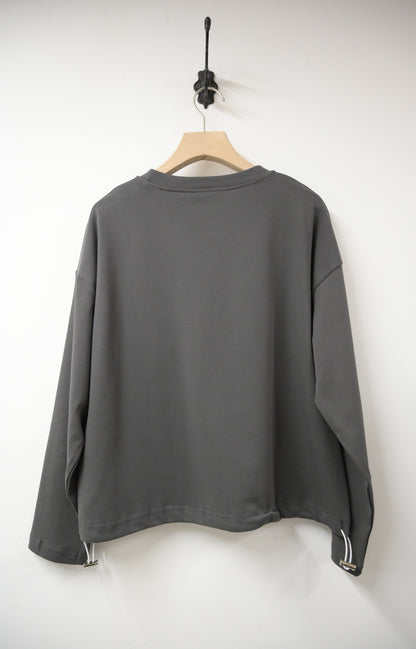 初秋・刺繡貓貓束邊薄衛衣 2色入 1W21033