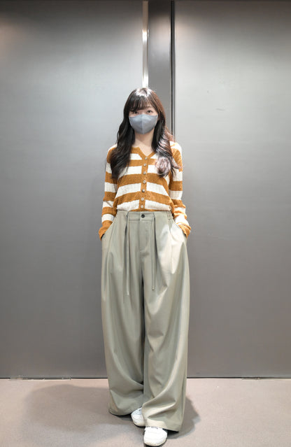 初秋・滑滑綁帶半橡筋落地西褲 2色入 1W61105