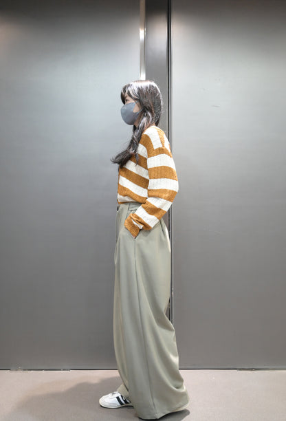 初秋・滑滑綁帶半橡筋落地西褲 2色入 1W61105