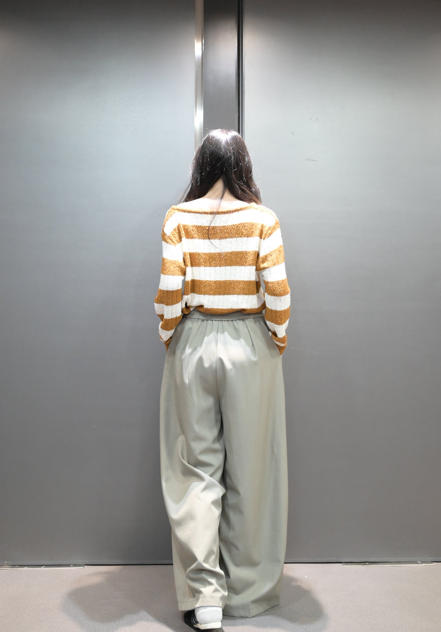 初秋・滑滑綁帶半橡筋落地西褲 2色入 1W61105