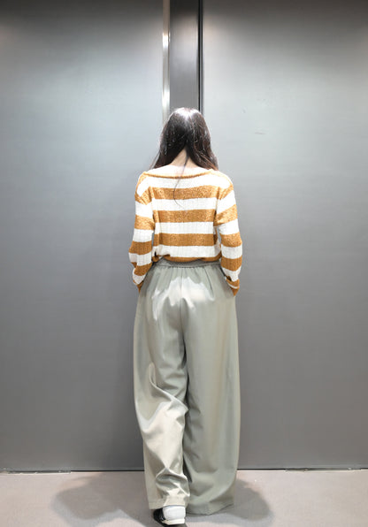 初秋・滑滑綁帶半橡筋落地西褲 2色入 1W61105