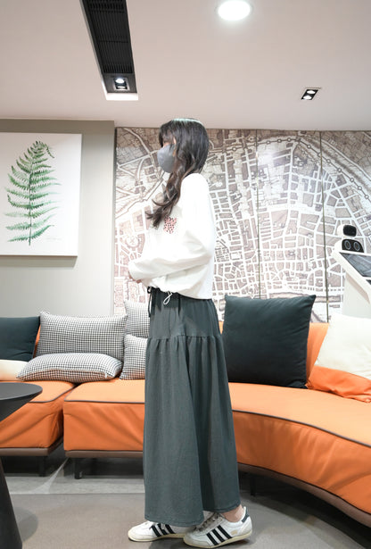 初秋・彈性料排鈕半身裙 2色入 1W61106