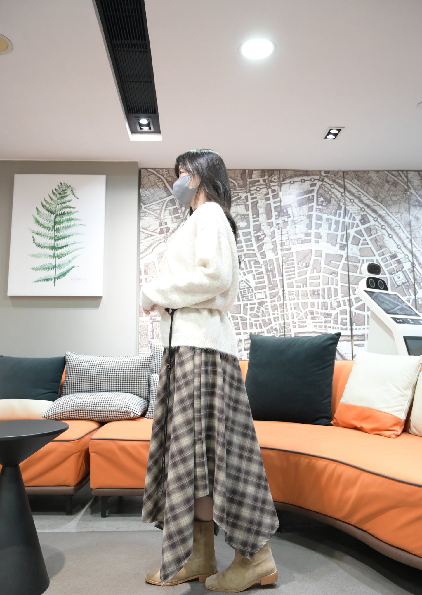 秋冬・不規則格仔裙連Belt 2色入 1W61104