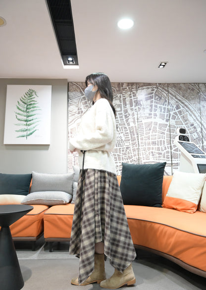 秋冬・不規則格仔裙連Belt 2色入 1W61104