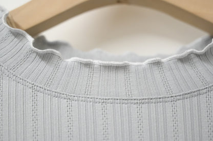 初秋・提花暗紋綑邊Ruffles上衣 4色入 1W51101